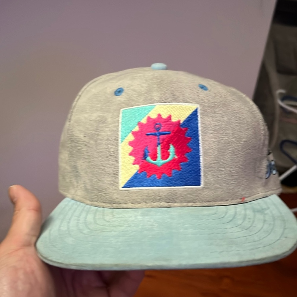 PINK+DOLPHIN STRAPBACK. Blue/Grey Suede